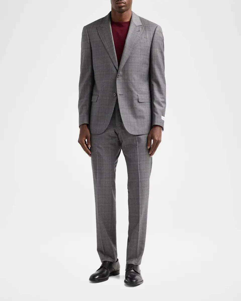 Emporio Armani Men's Glen Check Wool Single-Breasted Suit | Thumbnail 2 Emporio Armani Men's Glen Check Wool Single-Breasted Suit | Thumbnail 2