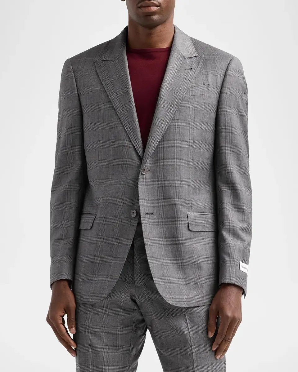 Emporio Armani Men's Glen Check Wool Single-Breasted Suit | Thumbnail 4 Emporio Armani Men's Glen Check Wool Single-Breasted Suit | Thumbnail 4