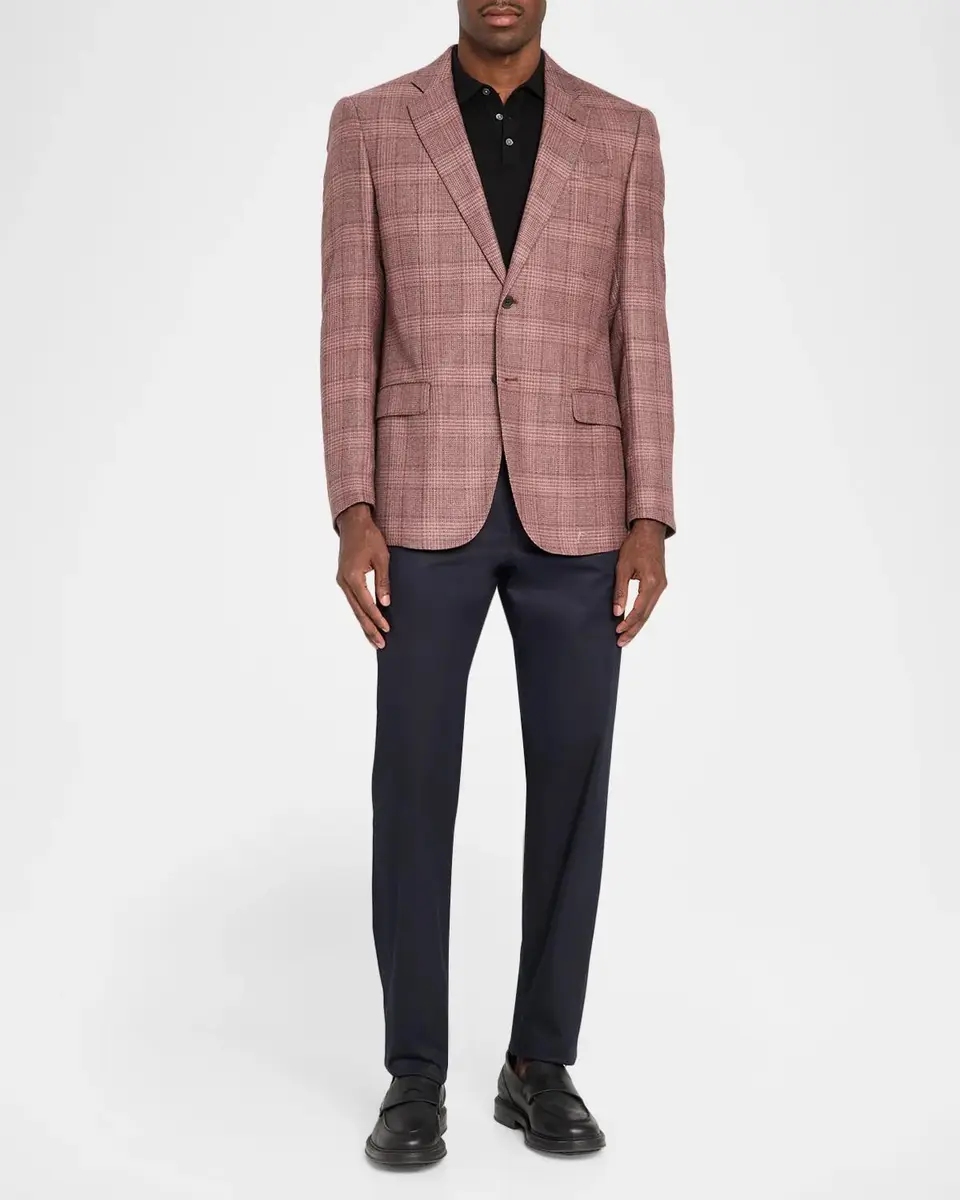 Emporio Armani Men's Wool and Silk Plaid Single-Breasted Sport Coat | Thumbnail 2 Emporio Armani Men's Wool and Silk Plaid Single-Breasted Sport Coat | Thumbnail 2
