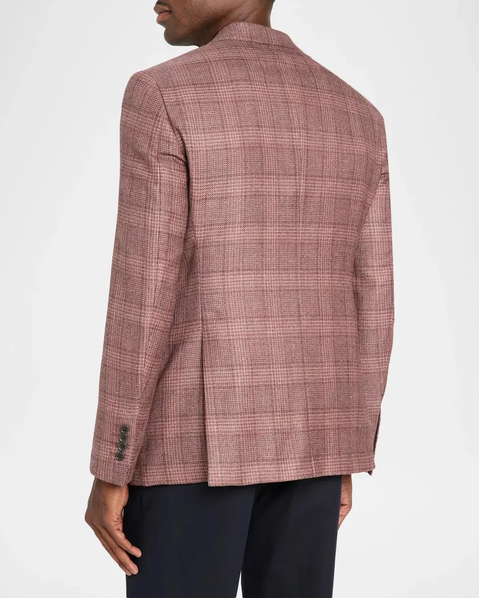 Emporio Armani Men's Wool and Silk Plaid Single-Breasted Sport Coat | Thumbnail 3 Emporio Armani Men's Wool and Silk Plaid Single-Breasted Sport Coat | Thumbnail 3