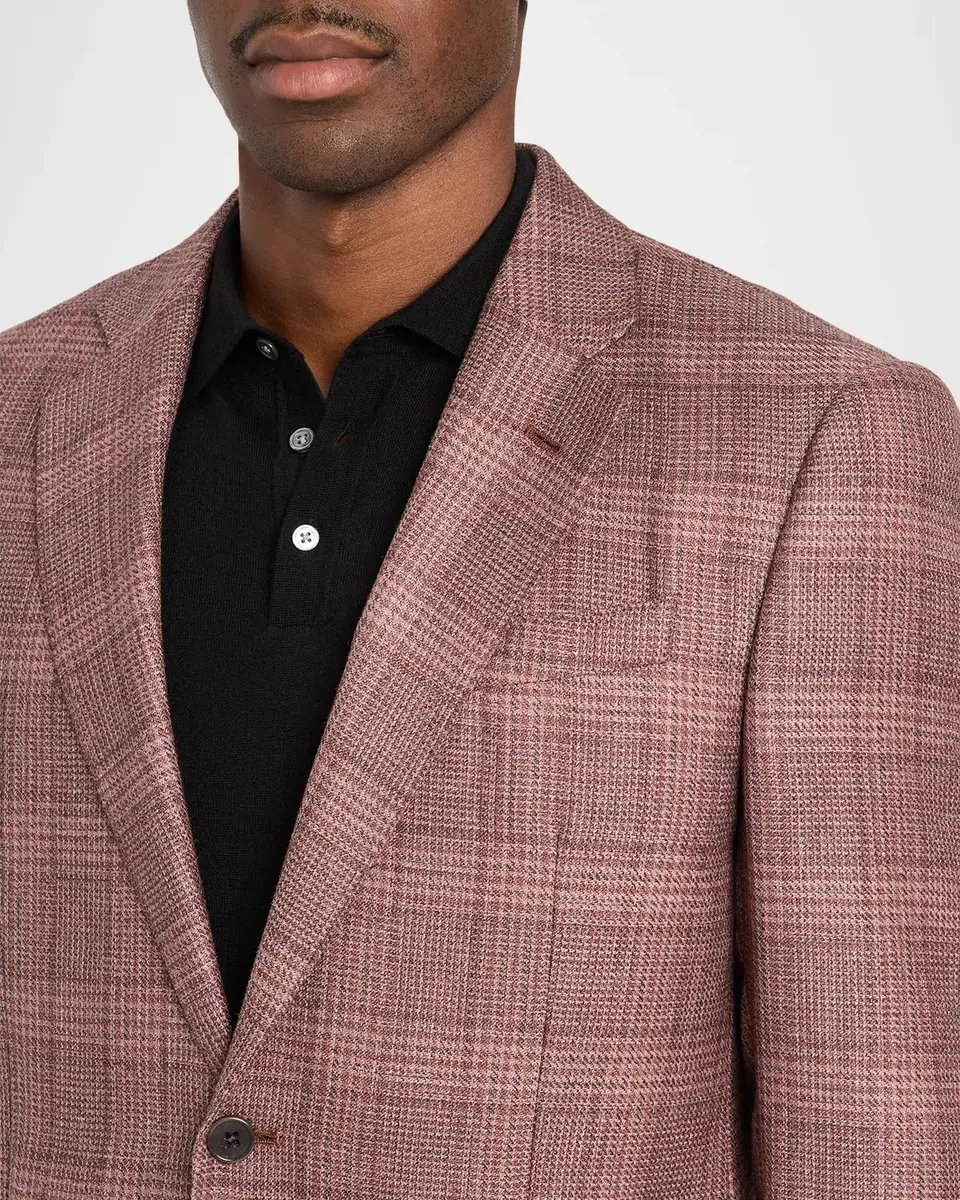 Emporio Armani Men's Wool and Silk Plaid Single-Breasted Sport Coat | Thumbnail 5 Emporio Armani Men's Wool and Silk Plaid Single-Breasted Sport Coat | Thumbnail 5