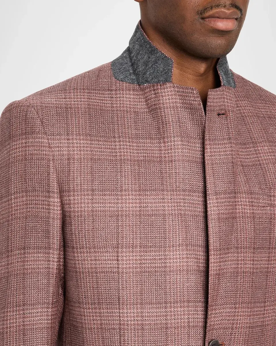 Emporio Armani Men's Wool and Silk Plaid Single-Breasted Sport Coat | Thumbnail 7 Emporio Armani Men's Wool and Silk Plaid Single-Breasted Sport Coat | Thumbnail 7