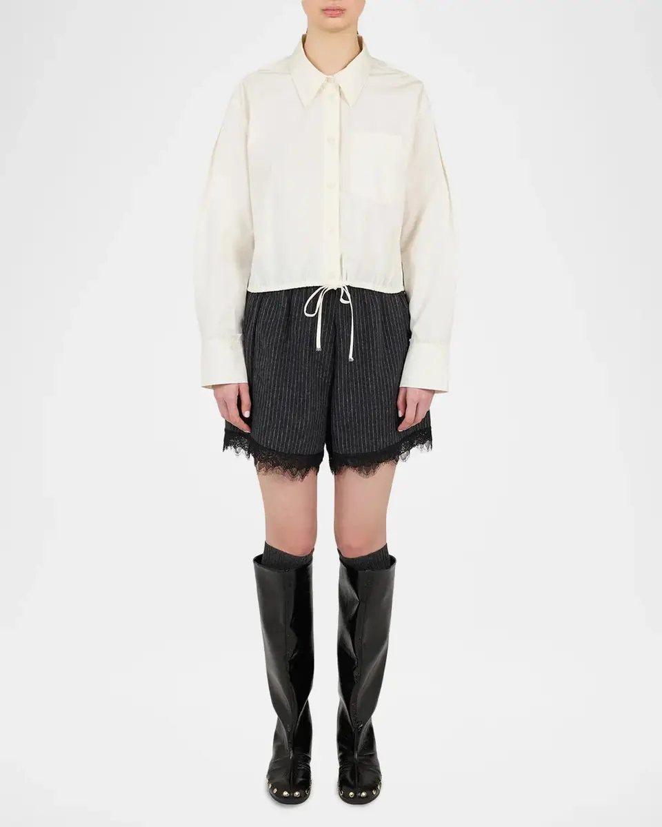 Ganni Stretch Cotton Cropped Bowling Shirt | Thumbnail 2 Ganni Stretch Cotton Cropped Bowling Shirt | Thumbnail 2