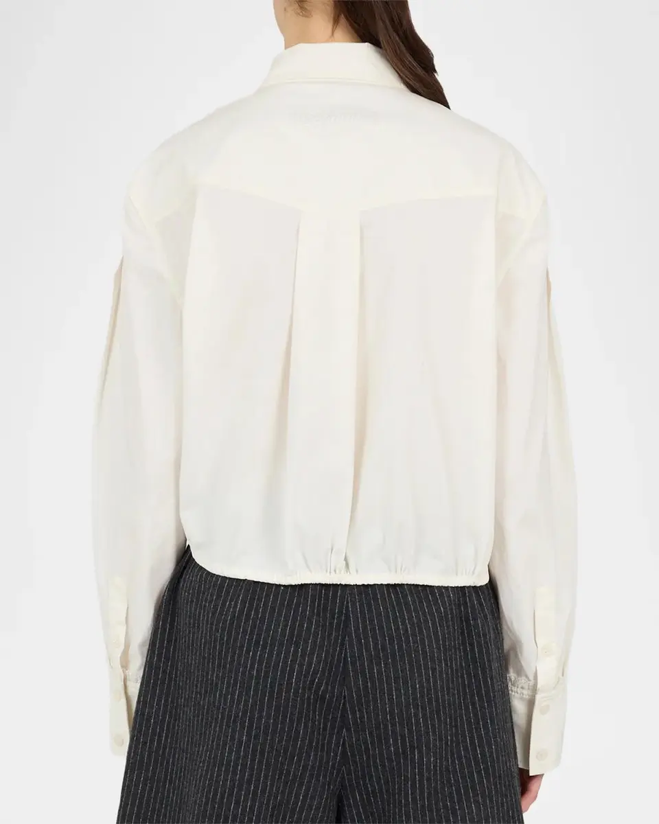 Ganni Stretch Cotton Cropped Bowling Shirt | Thumbnail 3 Ganni Stretch Cotton Cropped Bowling Shirt | Thumbnail 3
