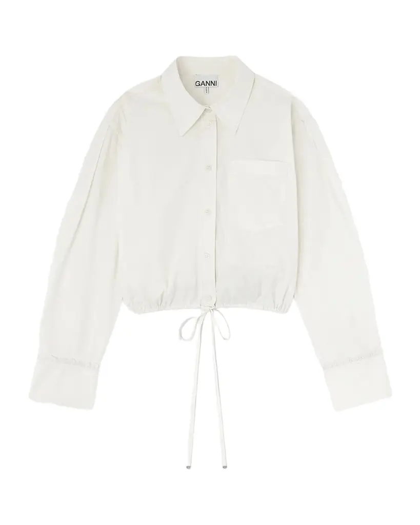 Stretch Cotton Cropped Bowling Shirt Stretch Cotton Cropped Bowling Shirt
