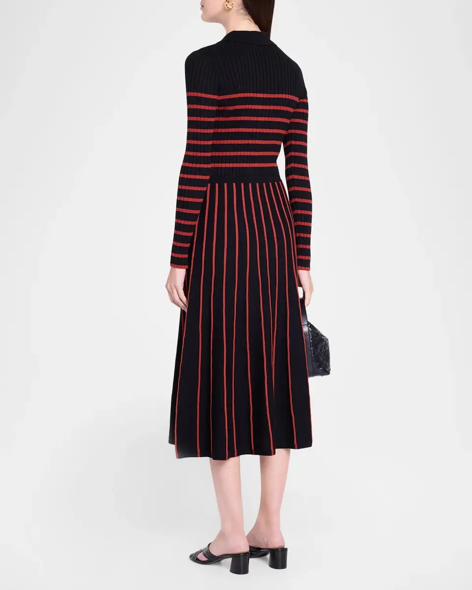 Elie Tahari Elodie Striped Rib-Knit Midi Shirtdress | Thumbnail 3 Elie Tahari Elodie Striped Rib-Knit Midi Shirtdress | Thumbnail 3