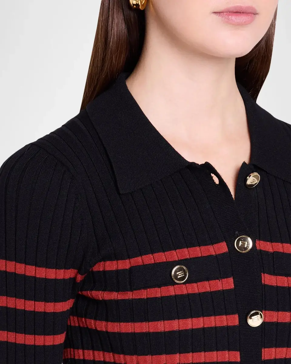 Elie Tahari Elodie Striped Rib-Knit Midi Shirtdress | Thumbnail 5 Elie Tahari Elodie Striped Rib-Knit Midi Shirtdress | Thumbnail 5