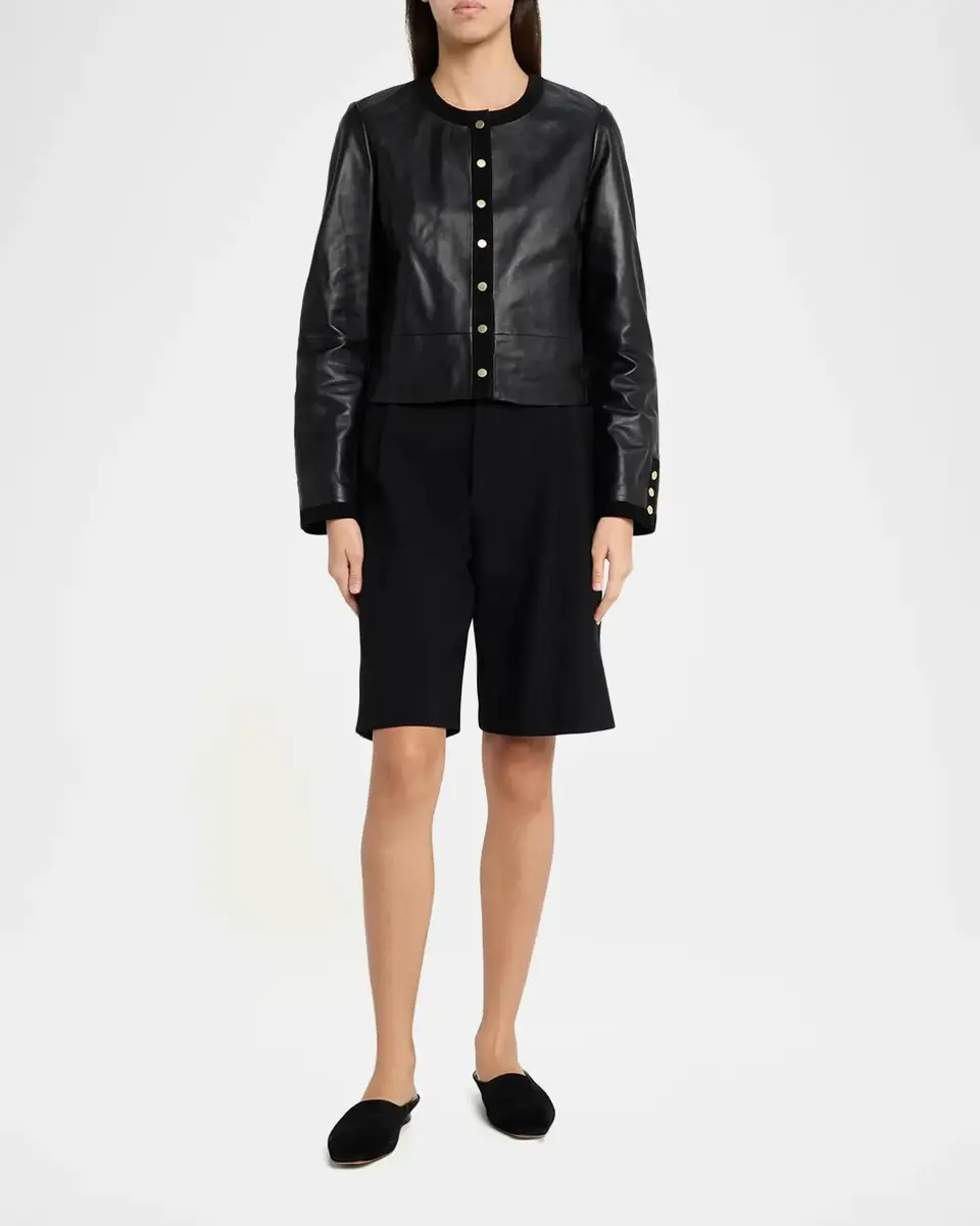 Vince Leather Boxy Crop Jacket | Thumbnail 2