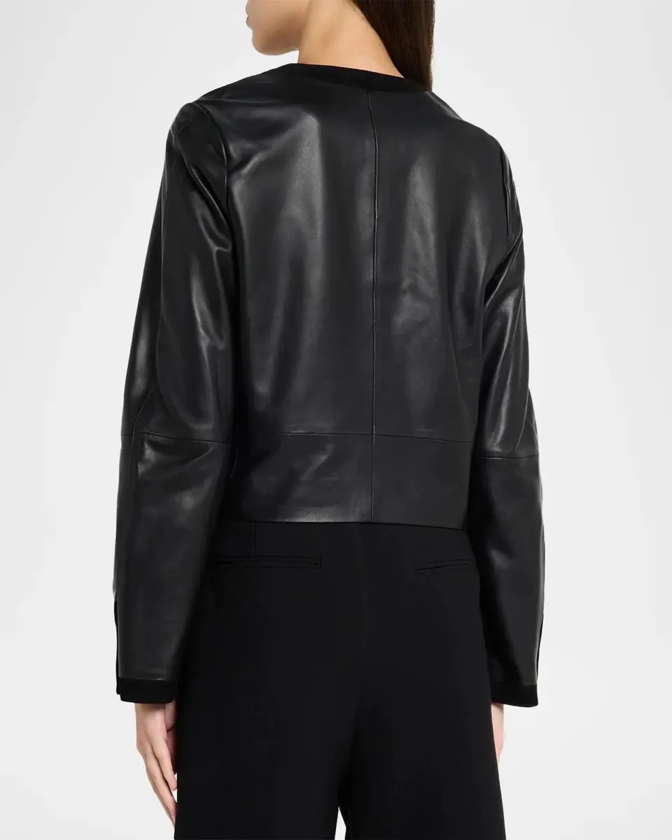 Vince Leather Boxy Crop Jacket | Thumbnail 3