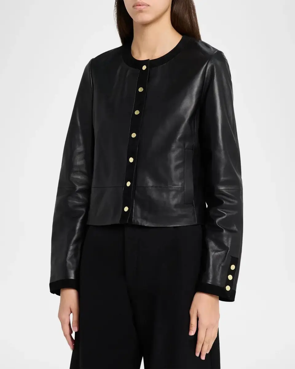 Vince Leather Boxy Crop Jacket | Thumbnail 4