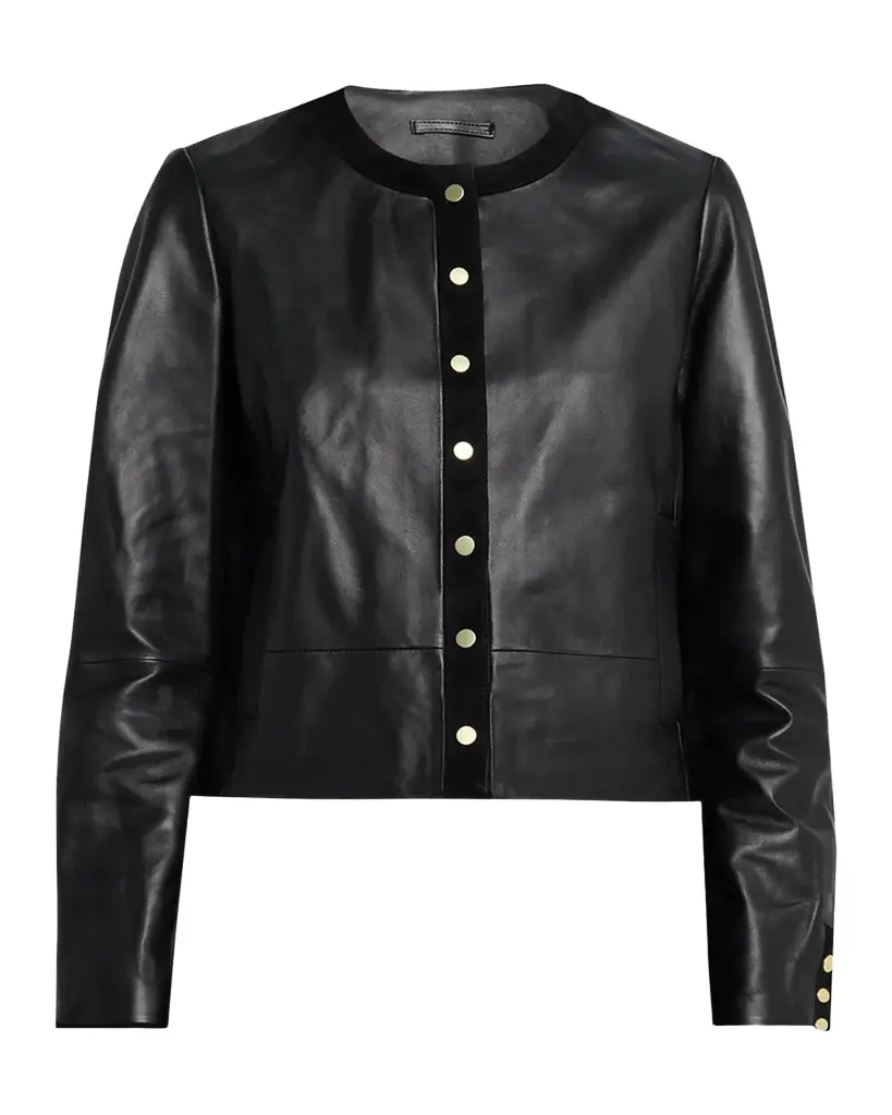 Vince Leather Boxy Crop Jacket