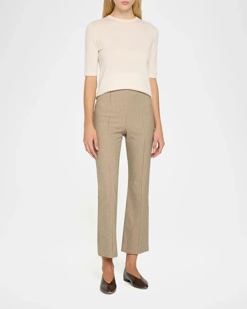 Vince Niki Plaid Mid-Rise Crop Flare Pants | Thumbnail 2