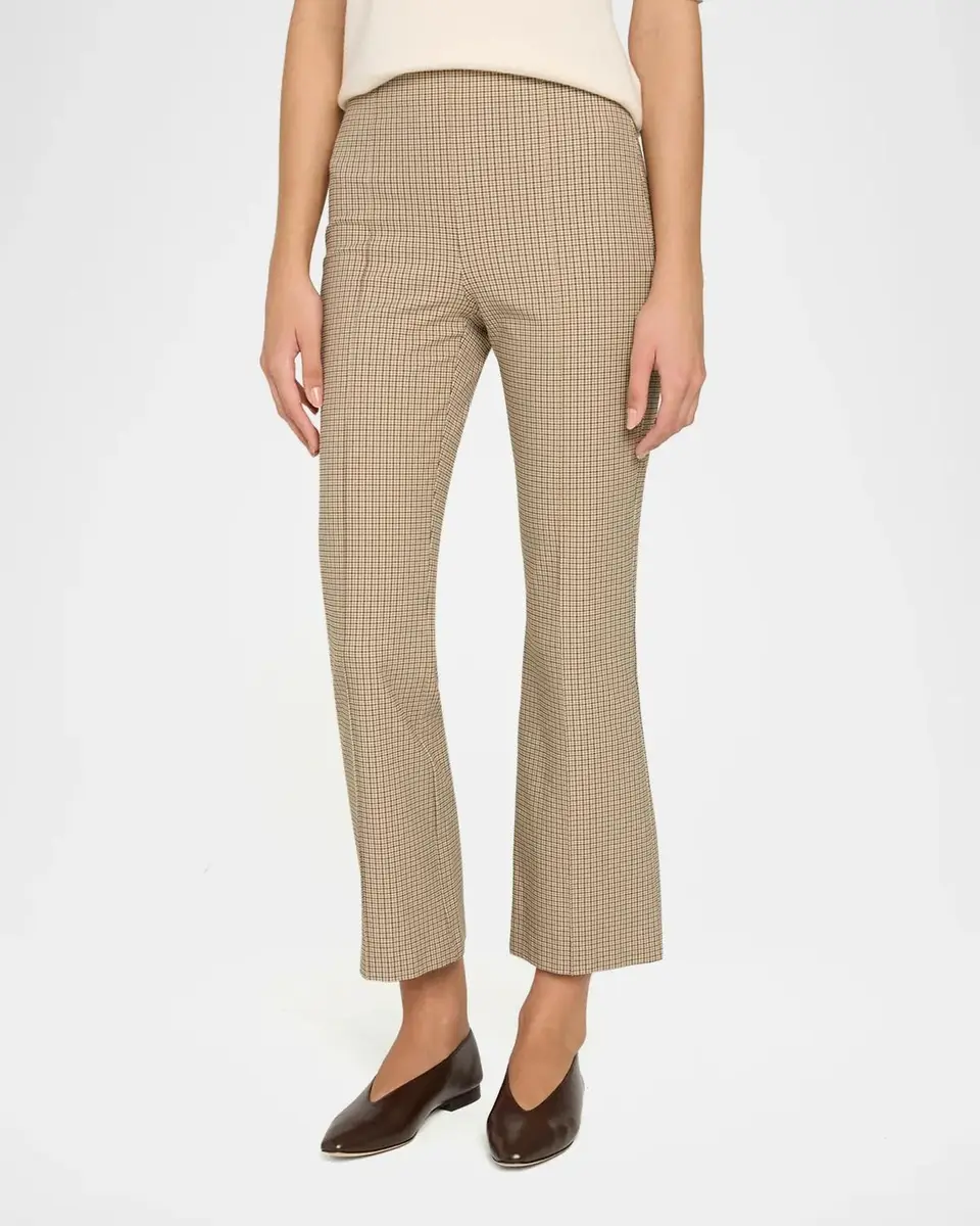 Vince Niki Plaid Mid-Rise Crop Flare Pants | Thumbnail 4