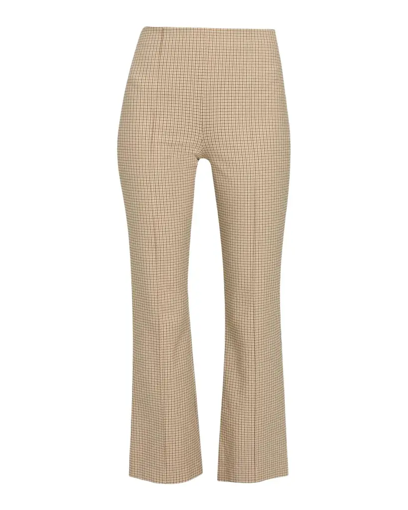 Niki Plaid Mid-Rise Crop Flare Pants Niki Plaid Mid-Rise Crop Flare Pants