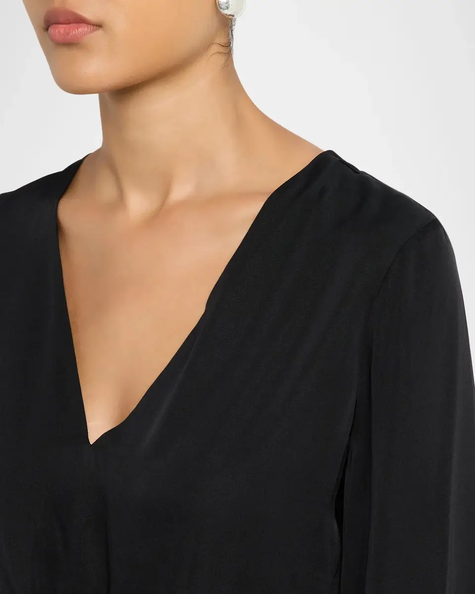 Milly Noa Stretch-Silk Tie V-Neck Top | Thumbnail 5