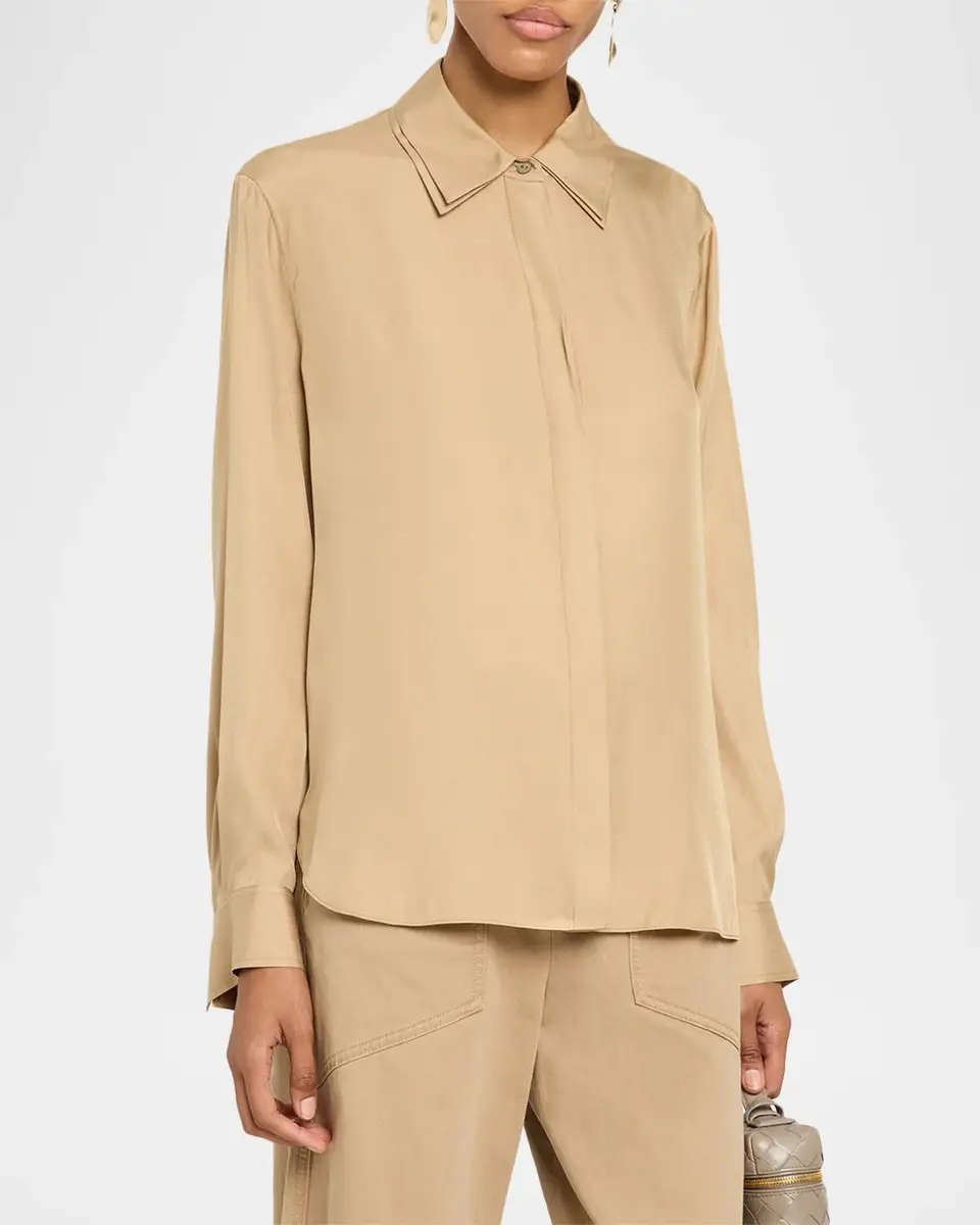 Vince Double Collar Silk-Blend Shirt | Thumbnail 4 Vince Double Collar Silk-Blend Shirt | Thumbnail 4