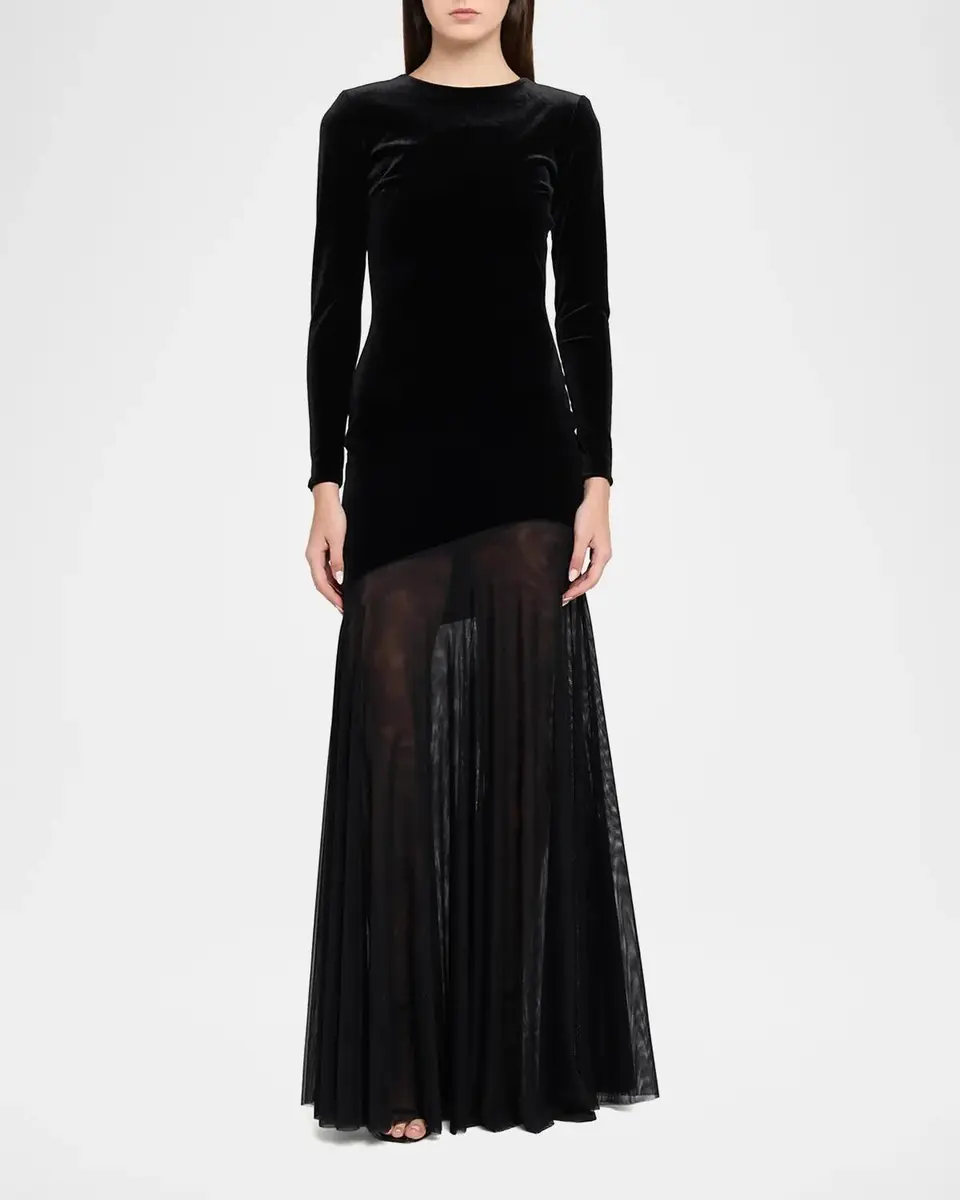 Chiara Boni La Petite Robe Janina Velvet A-Line Gown | Thumbnail 2 Chiara Boni La Petite Robe Janina Velvet A-Line Gown | Thumbnail 2