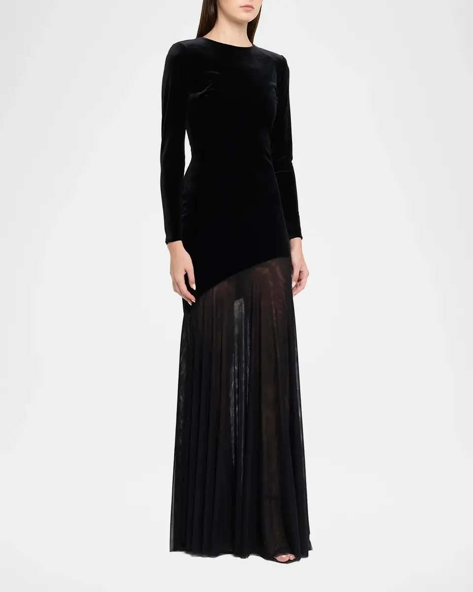 Chiara Boni La Petite Robe Janina Velvet A-Line Gown | Thumbnail 4 Chiara Boni La Petite Robe Janina Velvet A-Line Gown | Thumbnail 4