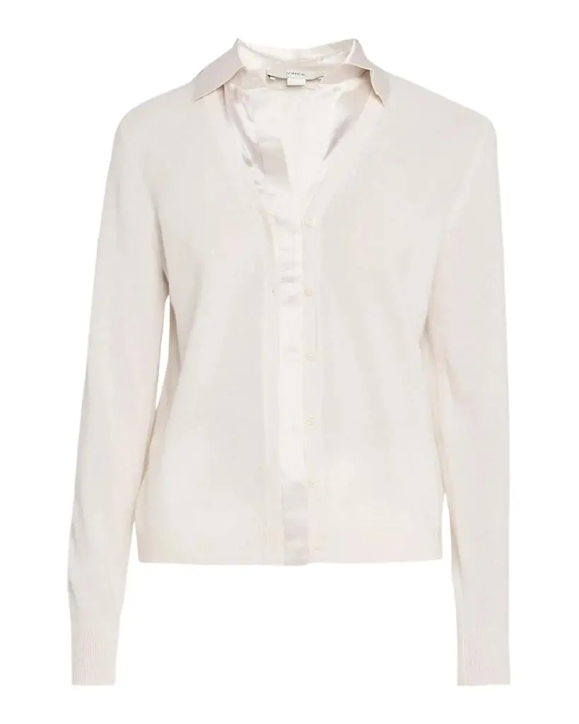 Vince Mixed-Media Cashmere Cardigan