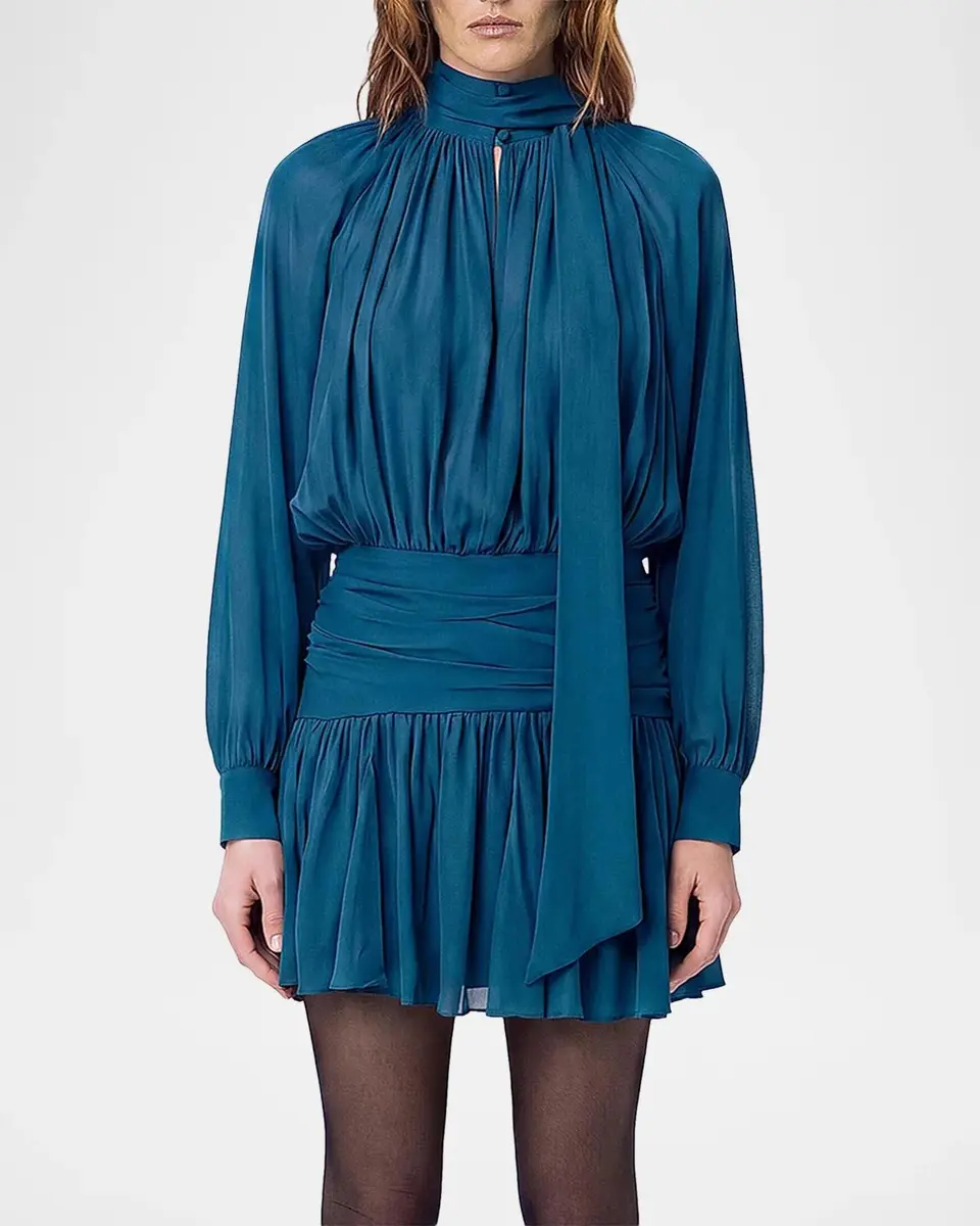 NICHOLAS Courtney Draped Georgette Mini Dress | Thumbnail 2