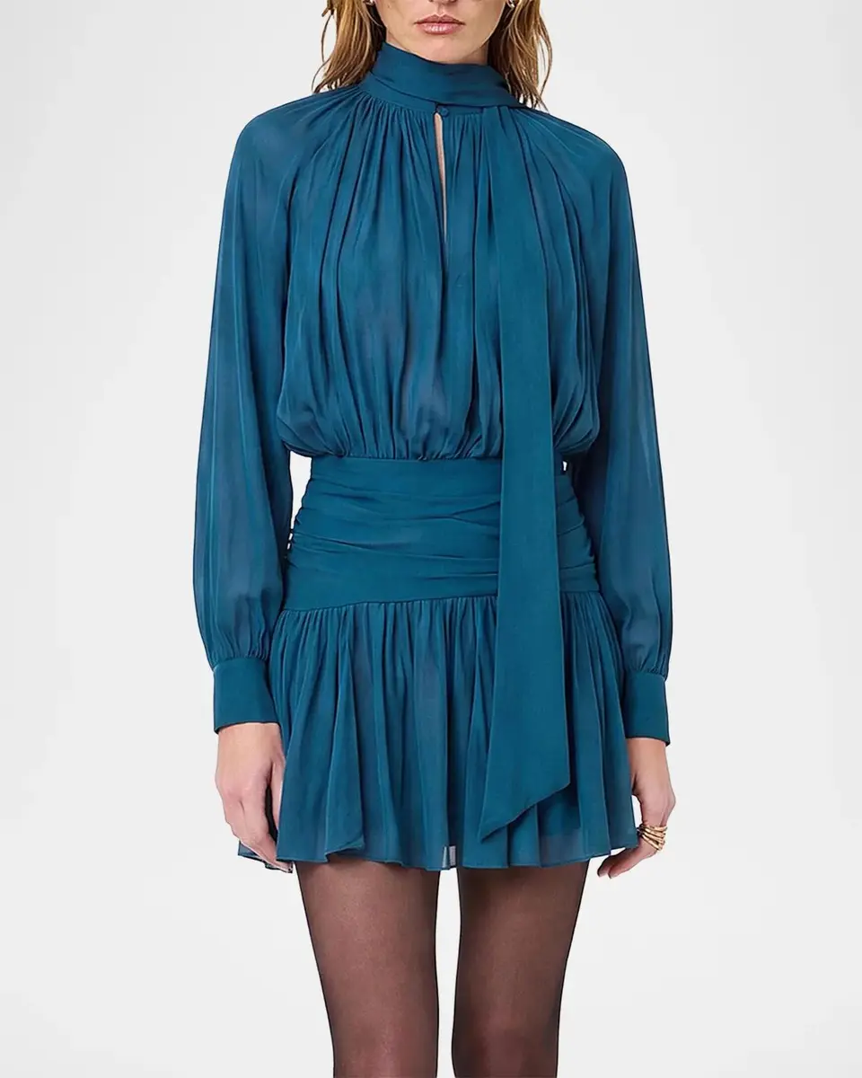 NICHOLAS Courtney Draped Georgette Mini Dress | Thumbnail 4