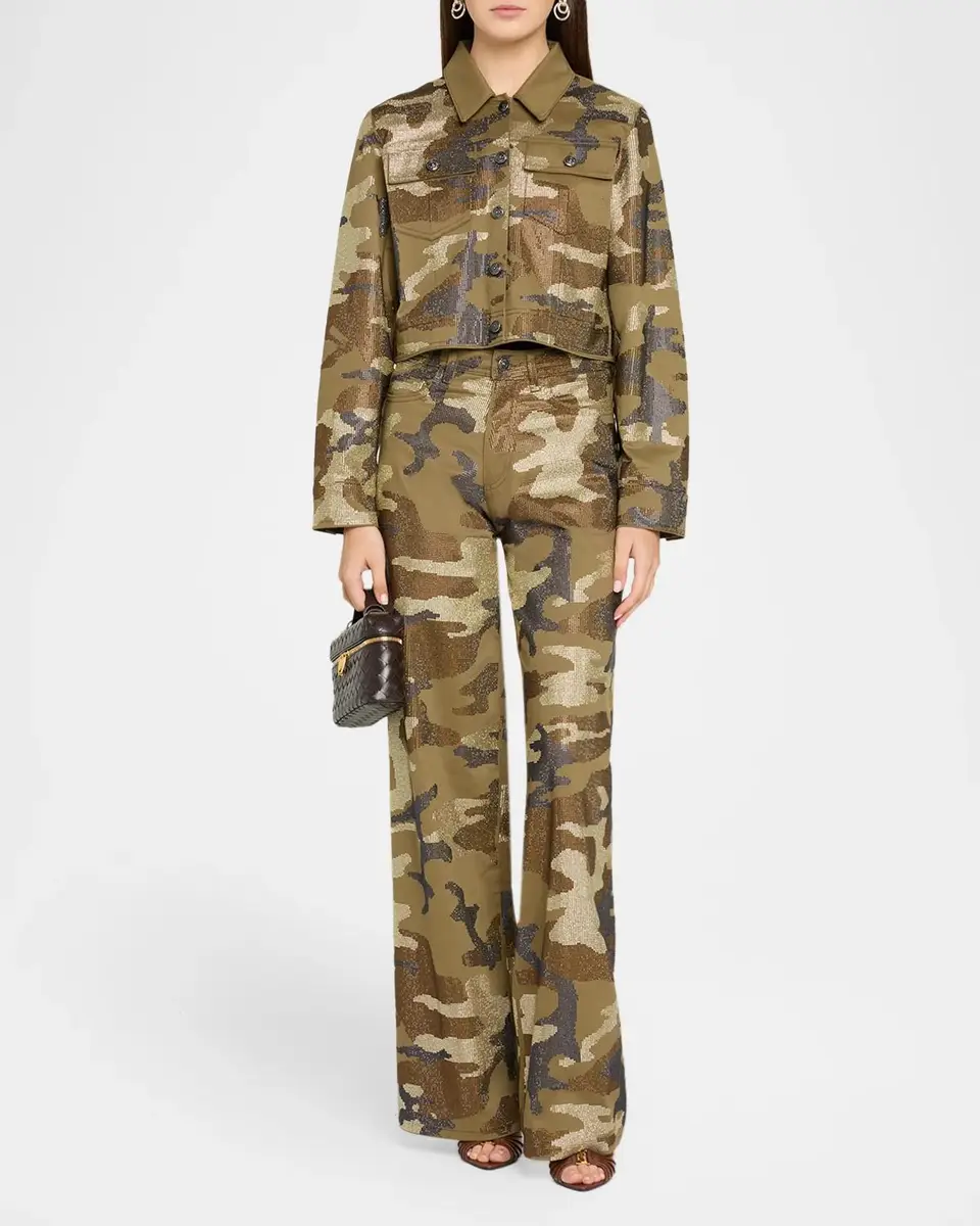 Cinq à Sept Heatset Camo Lexie Cropped Trucker Jacket | Thumbnail 2 Cinq à Sept Heatset Camo Lexie Cropped Trucker Jacket | Thumbnail 2