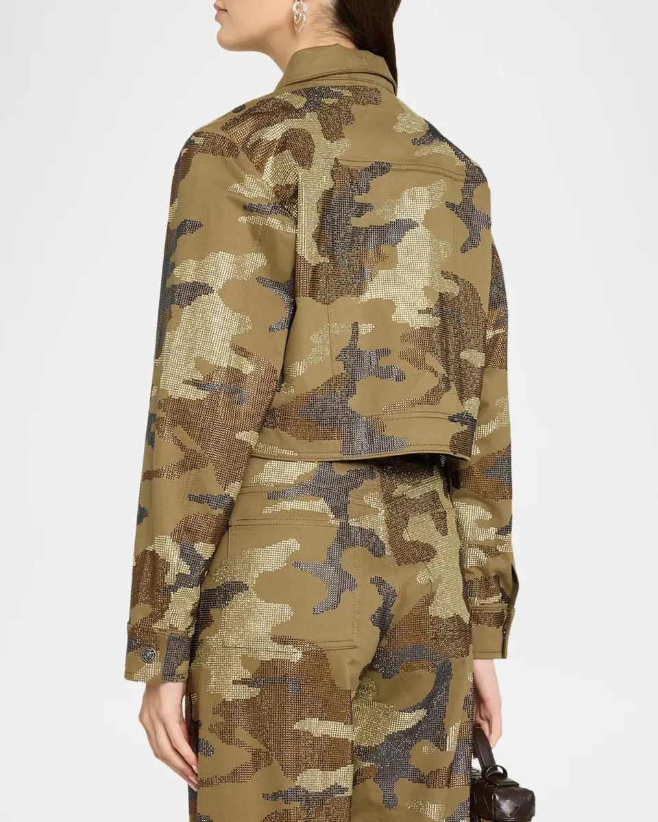 Cinq à Sept Heatset Camo Lexie Cropped Trucker Jacket | Thumbnail 3 Cinq à Sept Heatset Camo Lexie Cropped Trucker Jacket | Thumbnail 3
