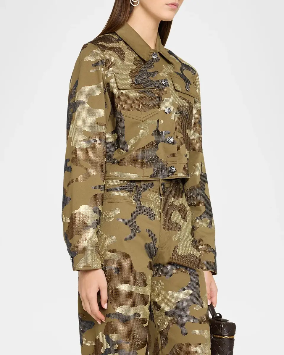 Cinq à Sept Heatset Camo Lexie Cropped Trucker Jacket | Thumbnail 4 Cinq à Sept Heatset Camo Lexie Cropped Trucker Jacket | Thumbnail 4
