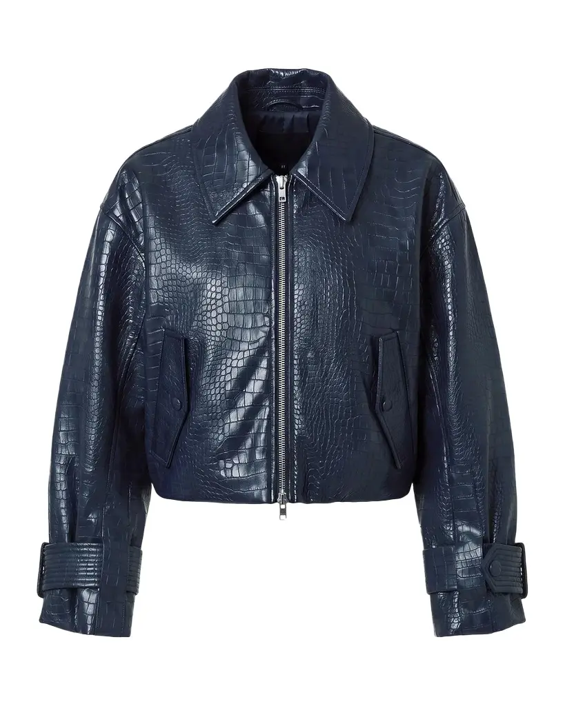 NICHOLAS Paris Croc-Embossed Faux-Leather Jacket