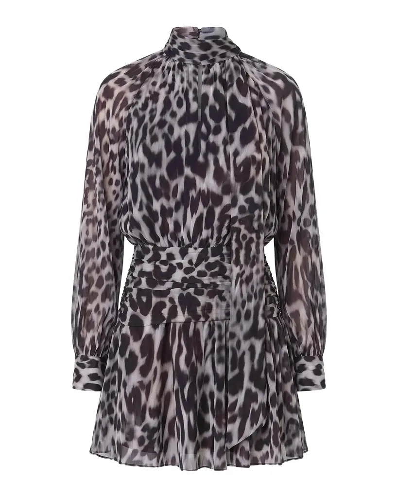 Courtney Leopard-Print Georgette Mini Dress Courtney Leopard-Print Georgette Mini Dress