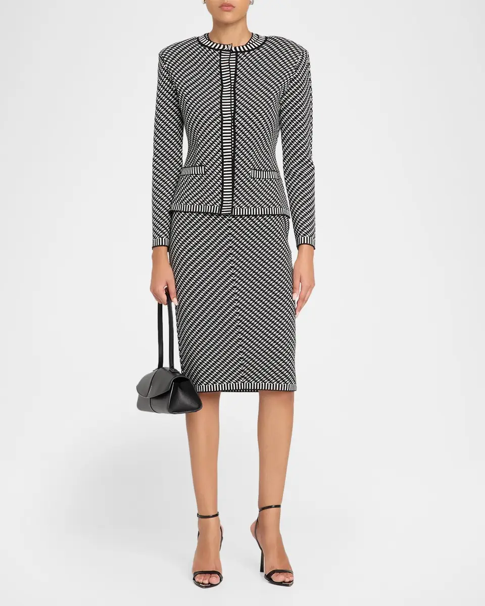Chiara Boni La Petite Robe Ritz Bic 2-Piece Houndstooth Cardigan & Skirt Set | Thumbnail 2 Chiara Boni La Petite Robe Ritz Bic 2-Piece Houndstooth Cardigan & Skirt Set | Thumbnail 2