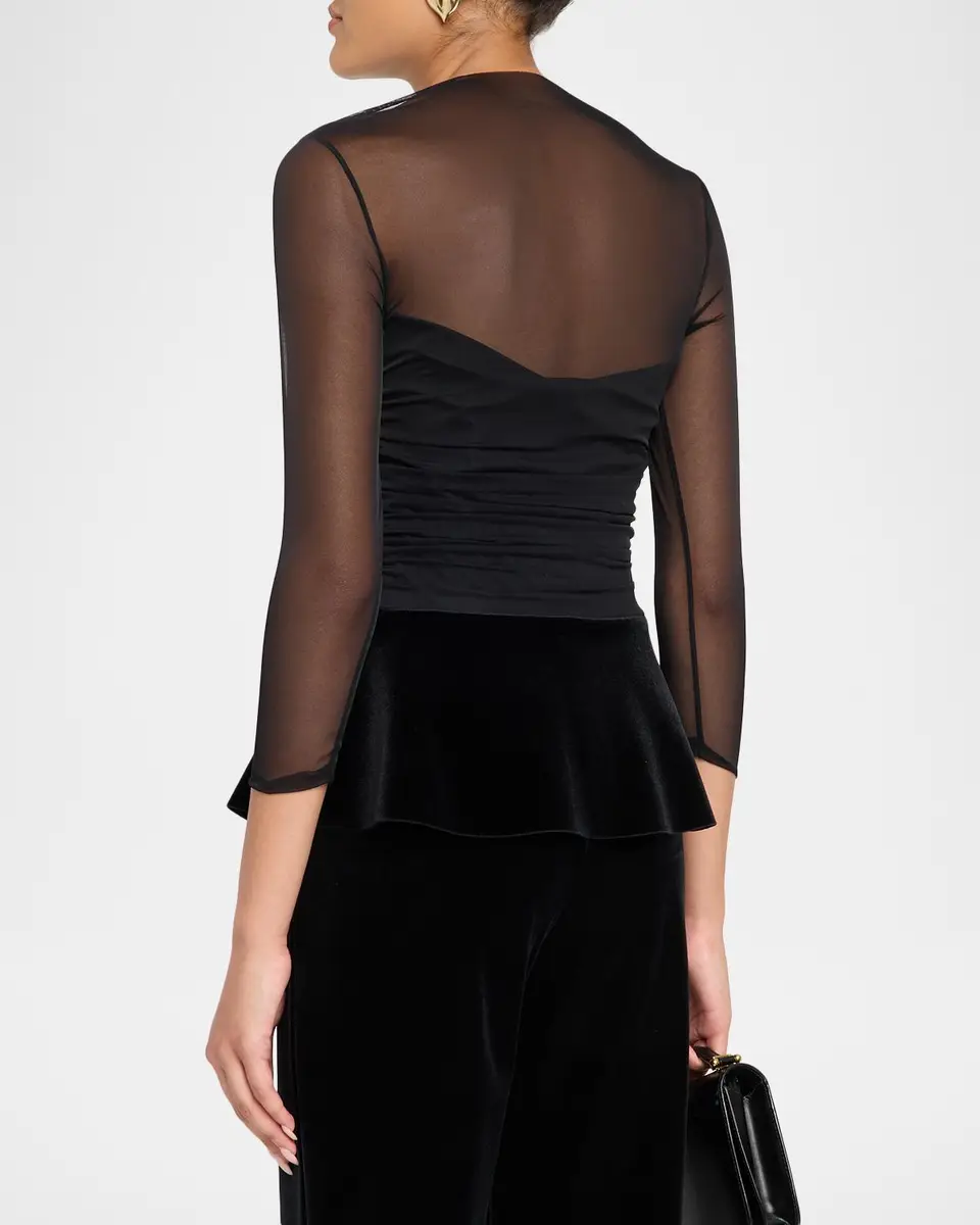 Chiara Boni La Petite Robe Mausi Ruched Peplum-Waist Top | Thumbnail 3 Chiara Boni La Petite Robe Mausi Ruched Peplum-Waist Top | Thumbnail 3