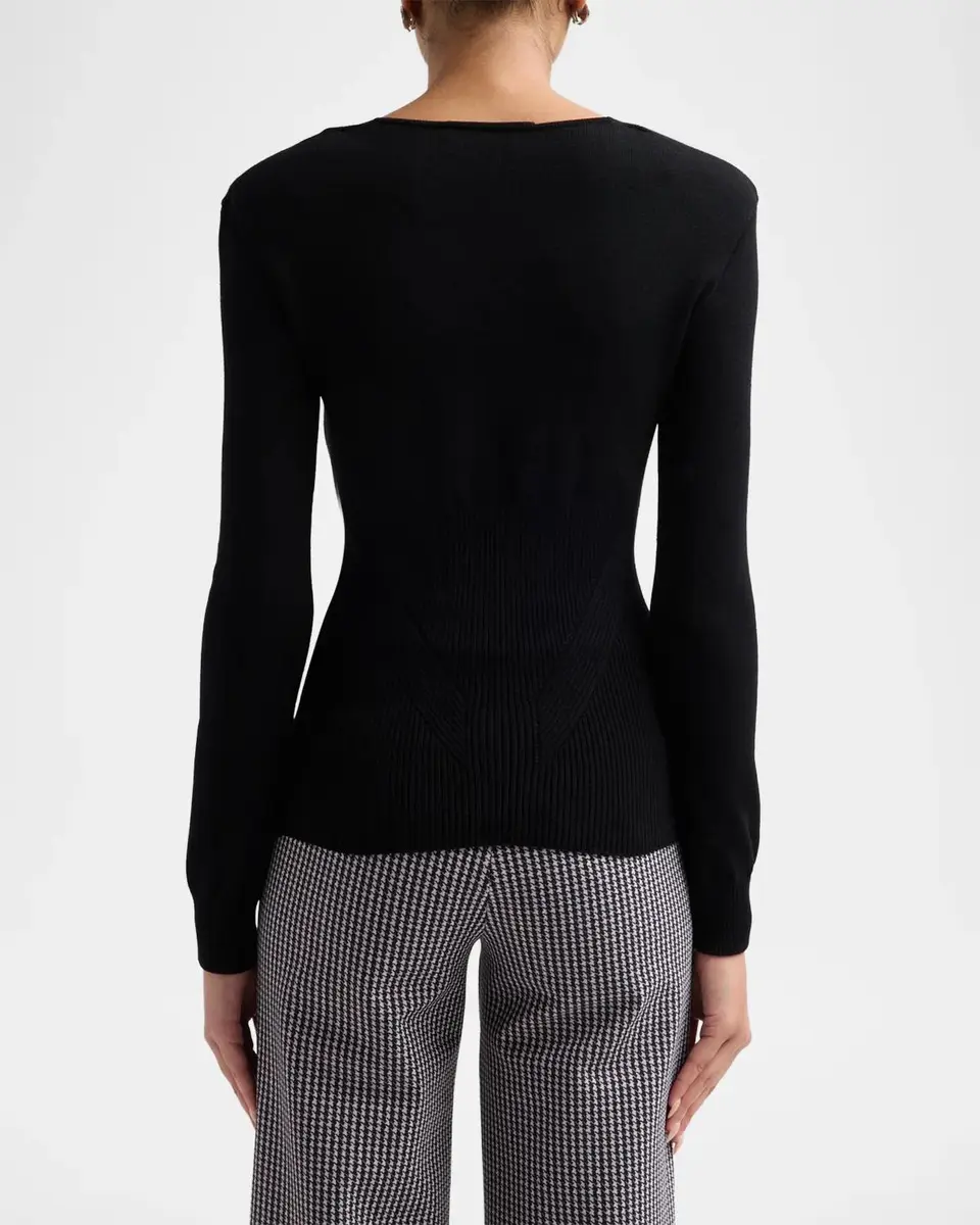 Chiara Boni La Petite Robe Neon Plunging V-Neck Sweater | Thumbnail 3 Chiara Boni La Petite Robe Neon Plunging V-Neck Sweater | Thumbnail 3