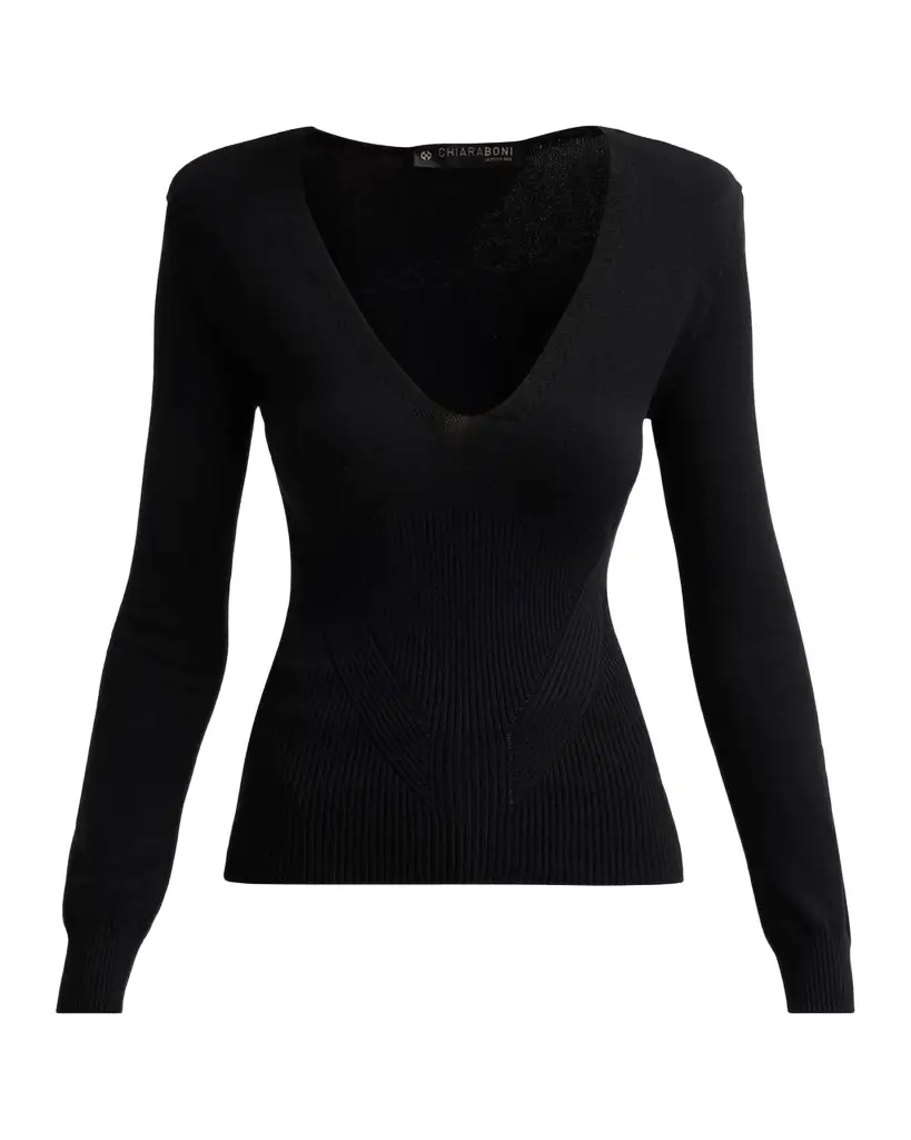 Chiara Boni La Petite Robe Neon Plunging V-Neck Sweater