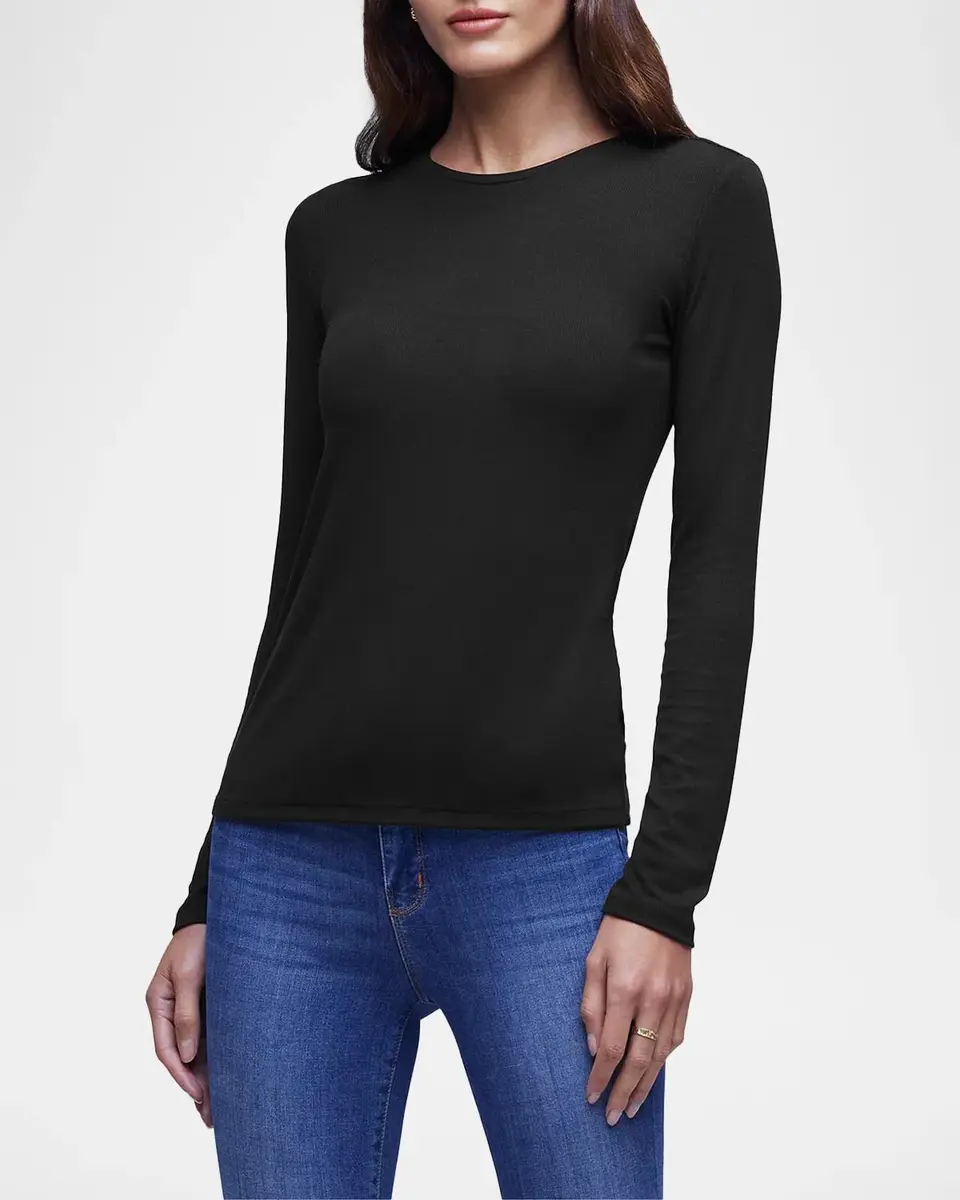 L'Agence Tess Rib-Knit Crewneck T-Shirt | Thumbnail 4 L'Agence Tess Rib-Knit Crewneck T-Shirt | Thumbnail 4
