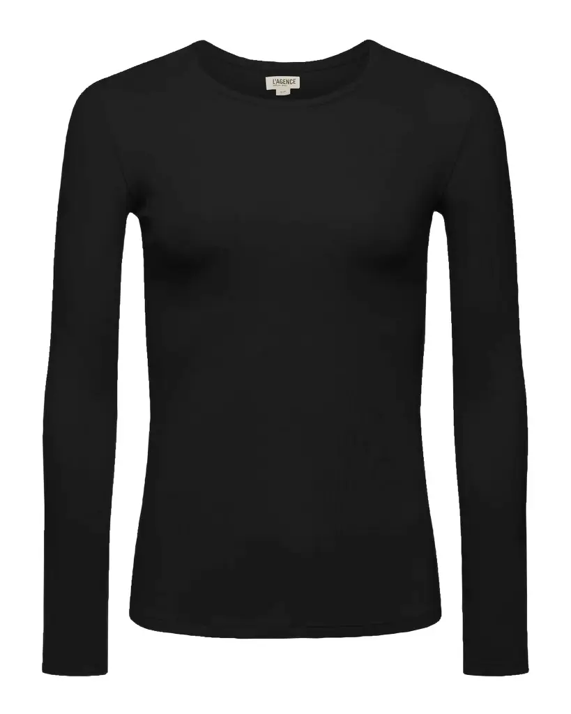 L'Agence Tess Rib-Knit Crewneck T-Shirt