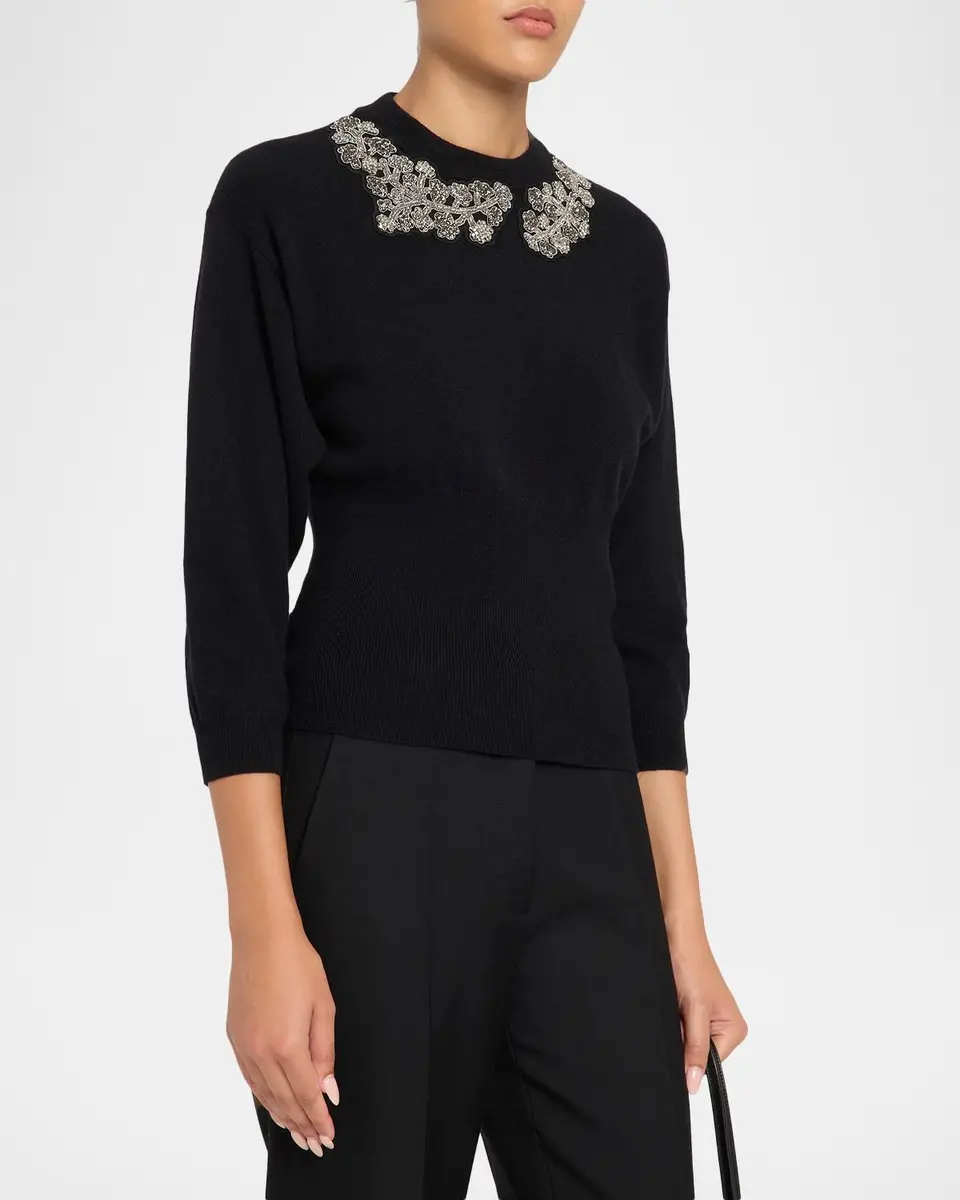 Chiara Boni La Petite Robe Lissia Embellished Crewneck Sweater | Thumbnail 4 Chiara Boni La Petite Robe Lissia Embellished Crewneck Sweater | Thumbnail 4