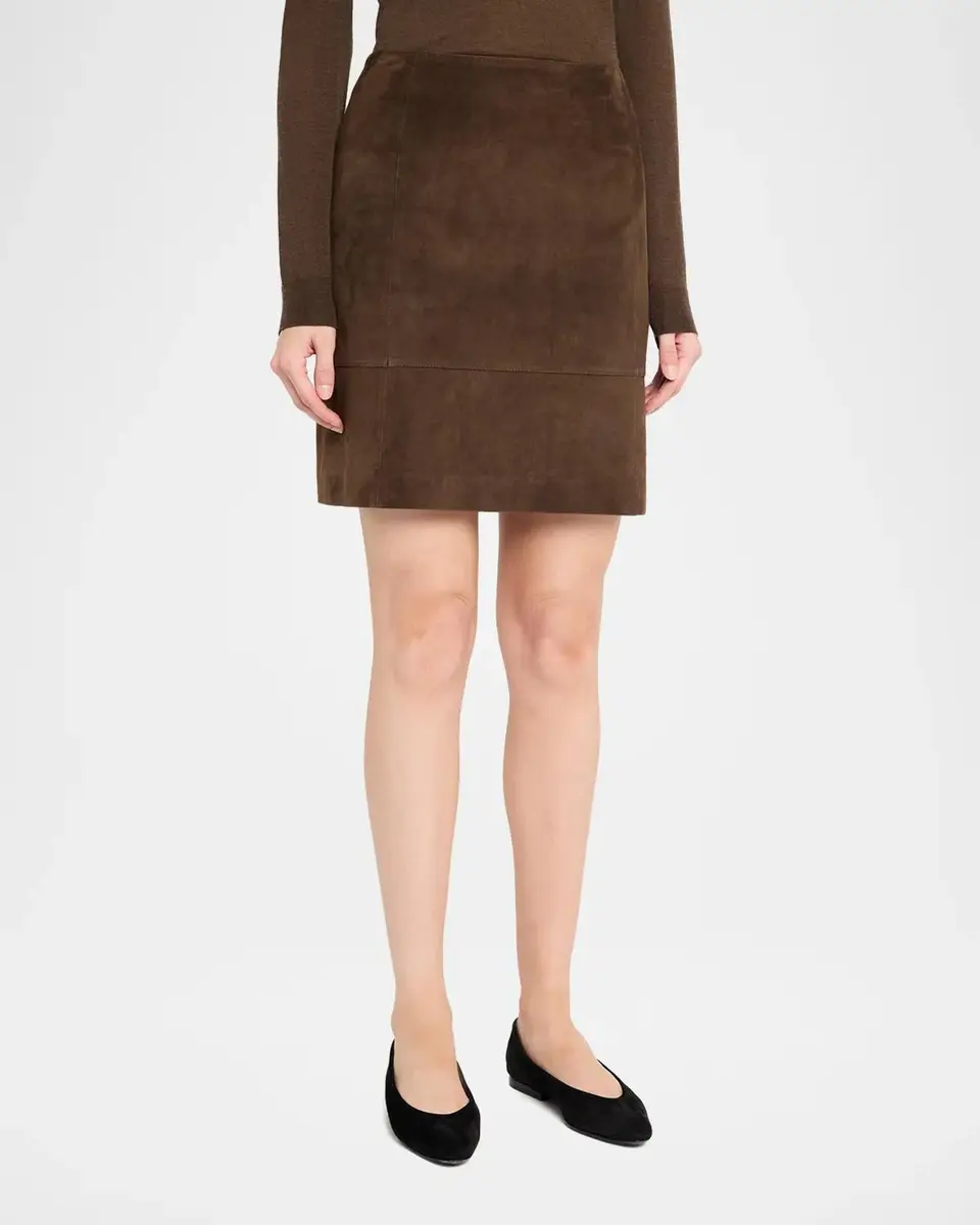 Vince Suede High-Waist Knee Skirt | Thumbnail 4 Vince Suede High-Waist Knee Skirt | Thumbnail 4