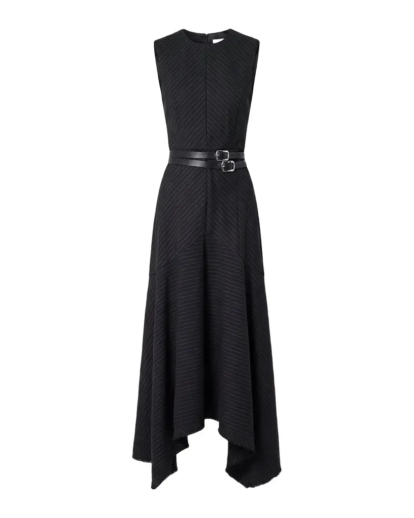NICHOLAS Carla Handkerchief Pinstripe Maxi Dress