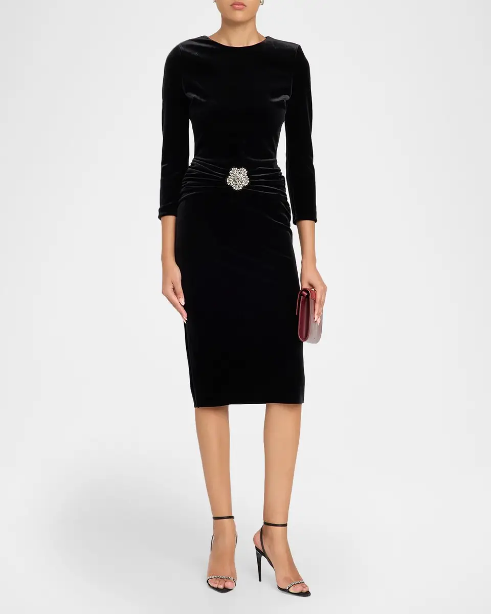 Chiara Boni La Petite Robe Yaras Embellished Velvet Bodycon Midi Dress | Thumbnail 2 Chiara Boni La Petite Robe Yaras Embellished Velvet Bodycon Midi Dress | Thumbnail 2