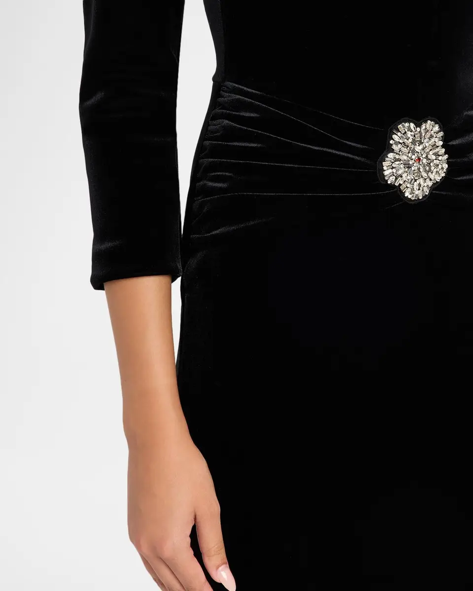 Chiara Boni La Petite Robe Yaras Embellished Velvet Bodycon Midi Dress | Thumbnail 5 Chiara Boni La Petite Robe Yaras Embellished Velvet Bodycon Midi Dress | Thumbnail 5