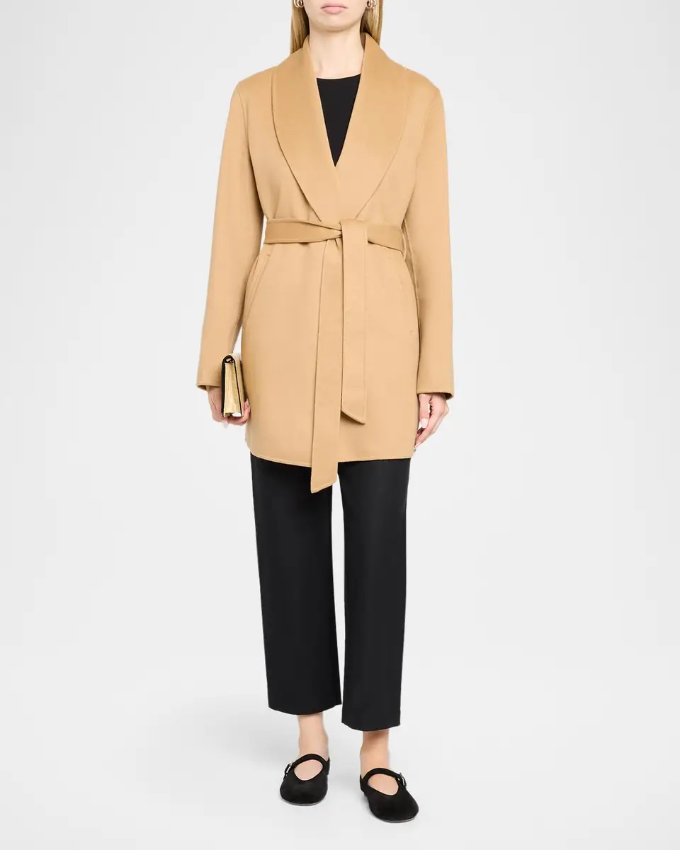Sofia Cashmere Double Face Wool-Cashmere-Blend Belted Wrap Coat | Thumbnail 2 Sofia Cashmere Double Face Wool-Cashmere-Blend Belted Wrap Coat | Thumbnail 2
