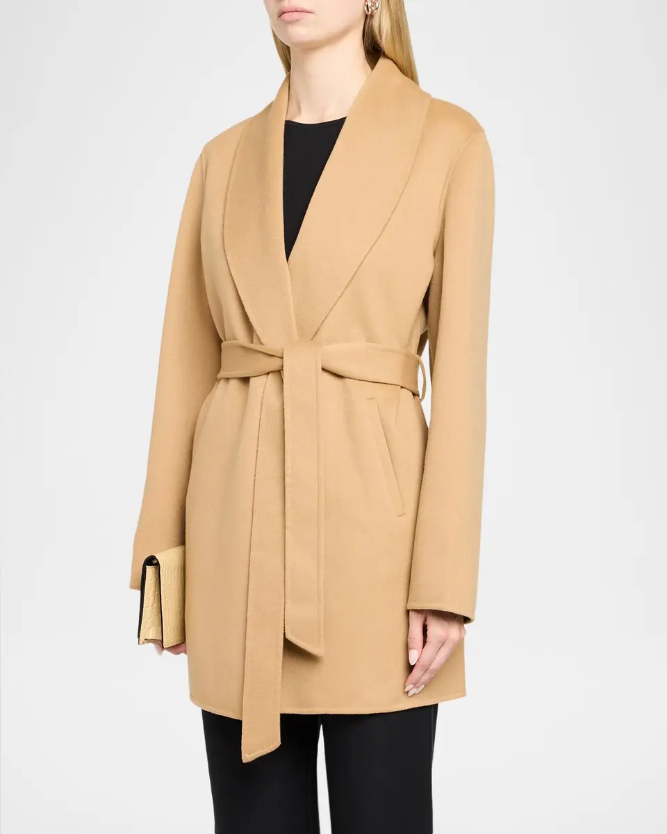 Sofia Cashmere Double Face Wool-Cashmere-Blend Belted Wrap Coat | Thumbnail 4 Sofia Cashmere Double Face Wool-Cashmere-Blend Belted Wrap Coat | Thumbnail 4