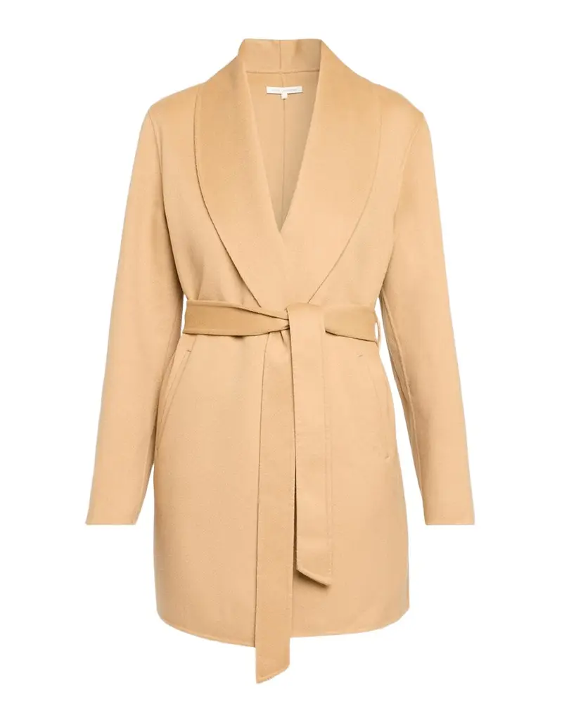 Sofia Cashmere Double Face Wool-Cashmere-Blend Belted Wrap Coat