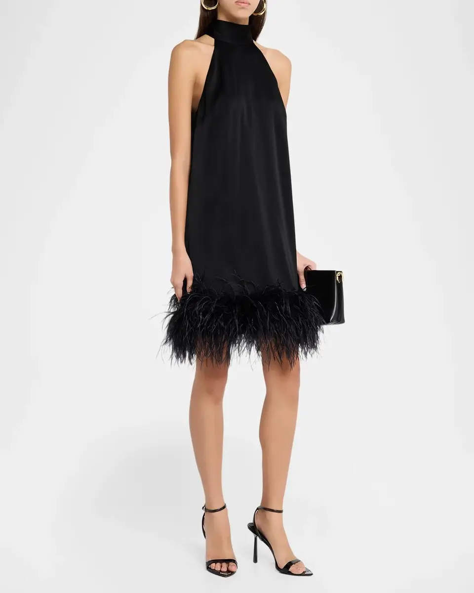 Ungaro Sari Feather-Trim Minidress | Thumbnail 4 Ungaro Sari Feather-Trim Minidress | Thumbnail 4
