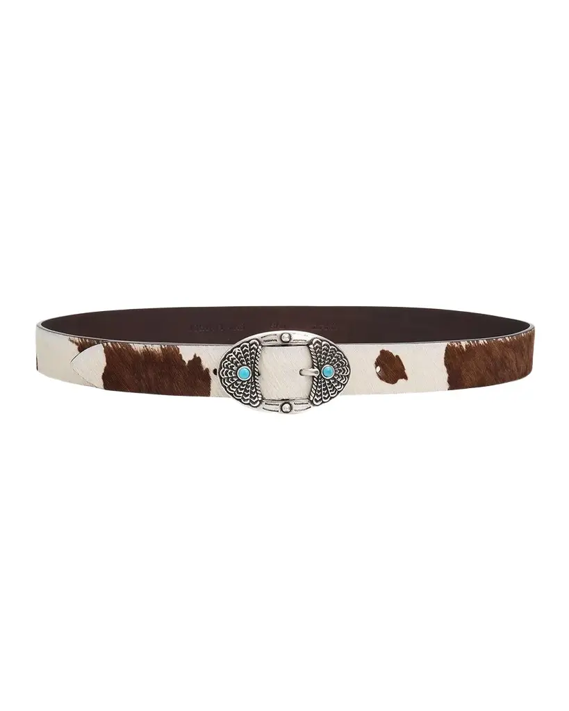 Johnny Was Concho Buckle Calf Hair Belt