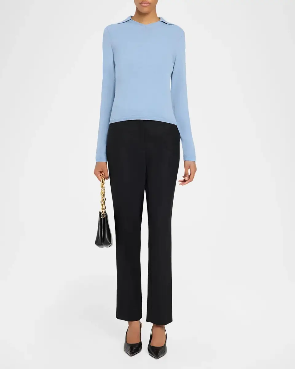 Vince Rib-Knit Merino Wool-Cashmere Blend Polo Sweater | Thumbnail 2 Vince Rib-Knit Merino Wool-Cashmere Blend Polo Sweater | Thumbnail 2