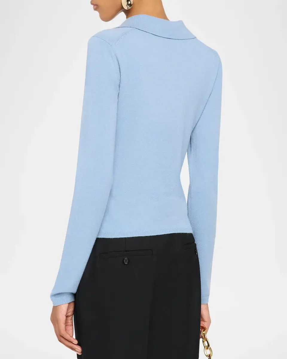 Vince Rib-Knit Merino Wool-Cashmere Blend Polo Sweater | Thumbnail 3 Vince Rib-Knit Merino Wool-Cashmere Blend Polo Sweater | Thumbnail 3
