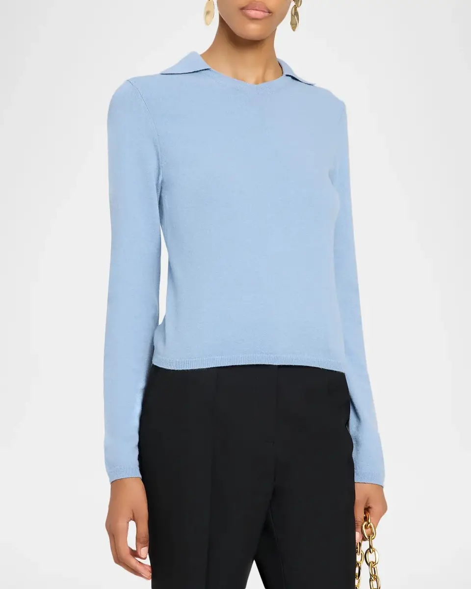 Vince Rib-Knit Merino Wool-Cashmere Blend Polo Sweater | Thumbnail 4 Vince Rib-Knit Merino Wool-Cashmere Blend Polo Sweater | Thumbnail 4