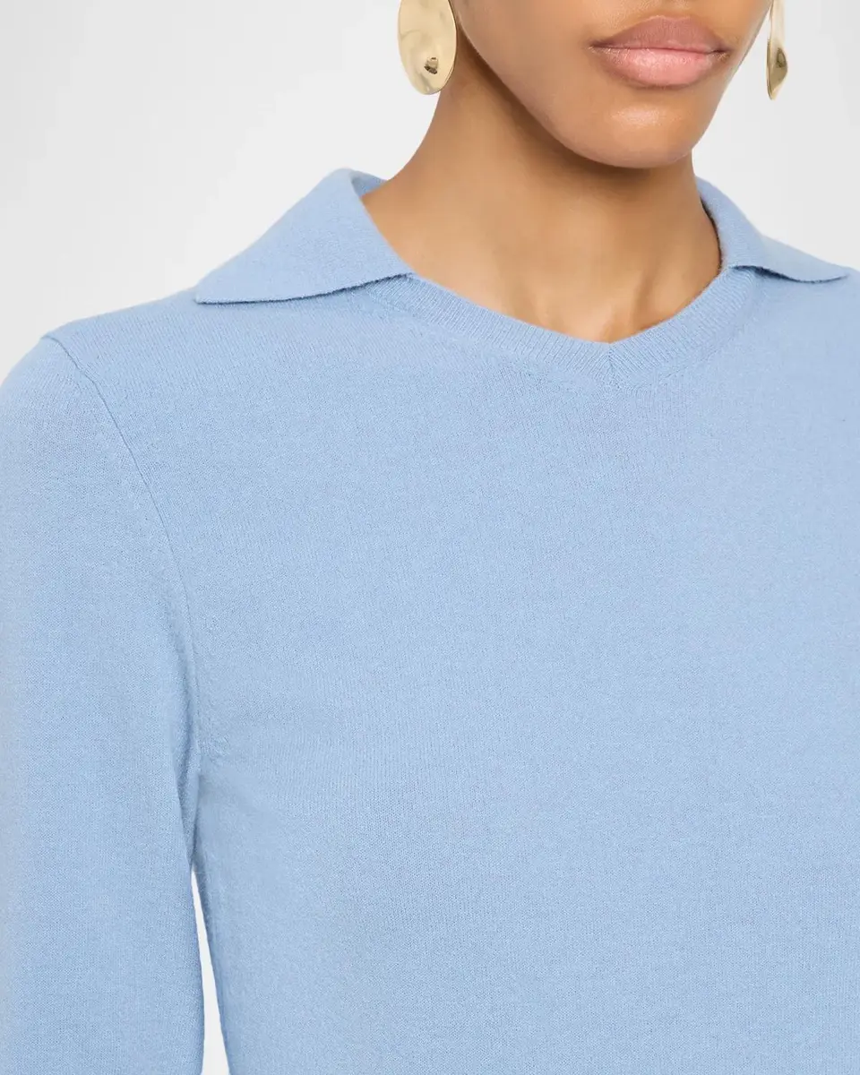 Vince Rib-Knit Merino Wool-Cashmere Blend Polo Sweater | Thumbnail 5 Vince Rib-Knit Merino Wool-Cashmere Blend Polo Sweater | Thumbnail 5